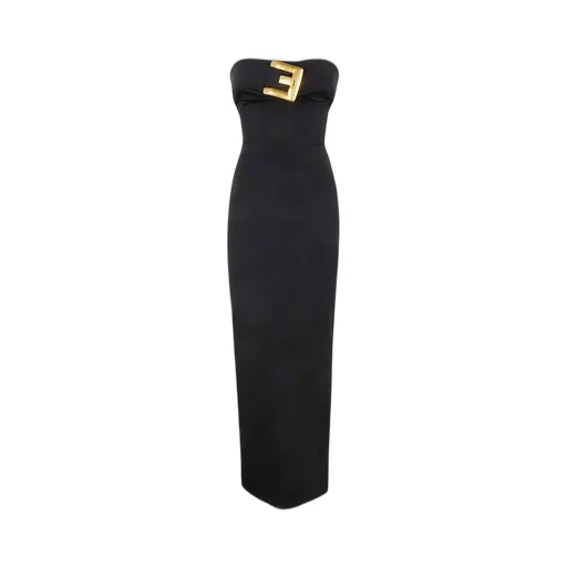 Buckle Embellished Strapless Maxi Dress