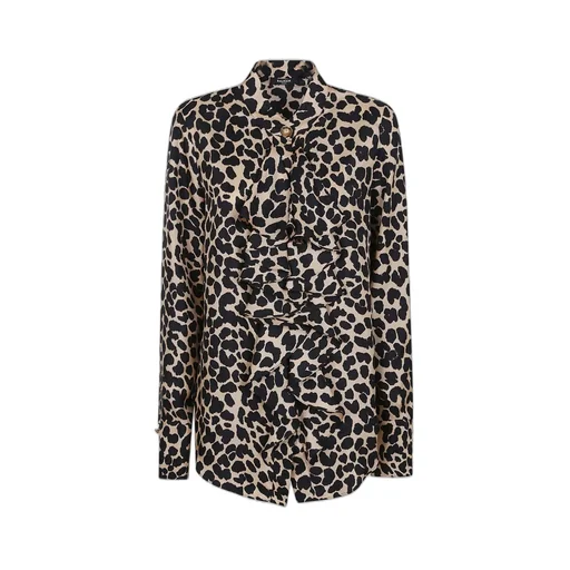 Leopard Printed Ruffled Shirt