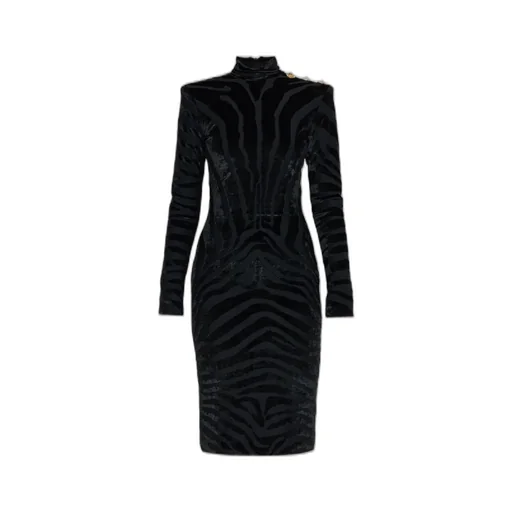 Zebra-Print Velvet Dress