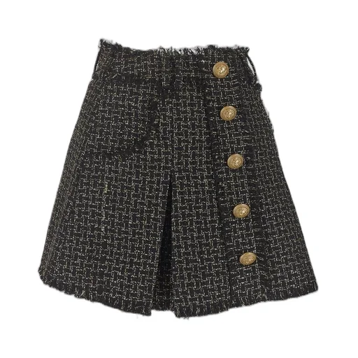 Lurex Tweed Pleated Skirt