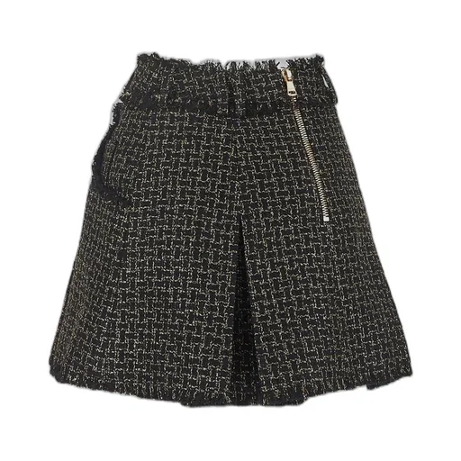 Lurex Tweed Pleated Skirt