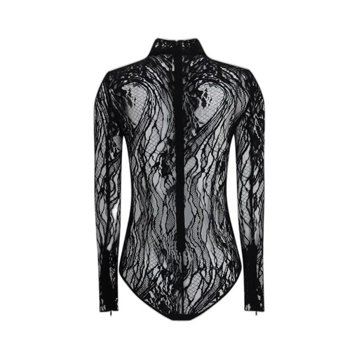 Long-Sleeved Lace Bodysuit