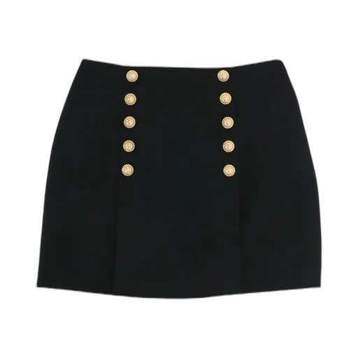 Button Embellished Mini Skirt