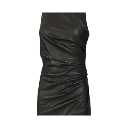 Short Draped Leather Halterneck Dress