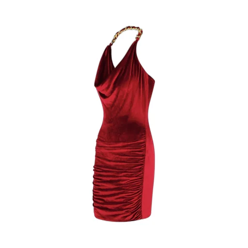 Halterneck Chain Detailed Mini Dress