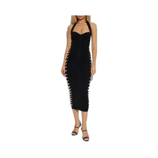 Halterneck Slits Midi Dress