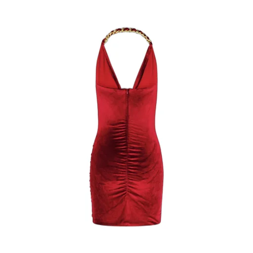 Halterneck Chain Detailed Mini Dress
