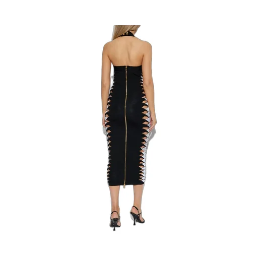 Halterneck Slits Midi Dress