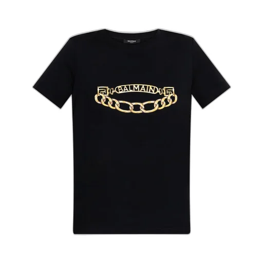 Short-Sleeved Balmain Chain Print T-Shirt