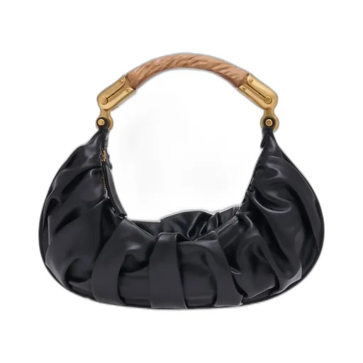 Medium Ebene Ruched Shoulder Bag