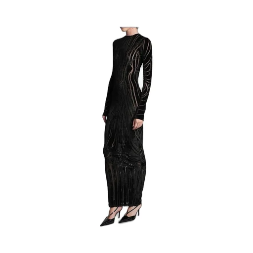 Long Zebra-Print Velvet Dress