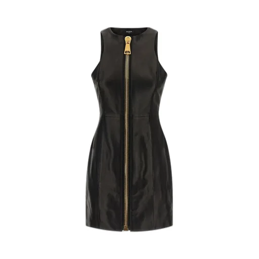 Short Sleeveless Leather Dress