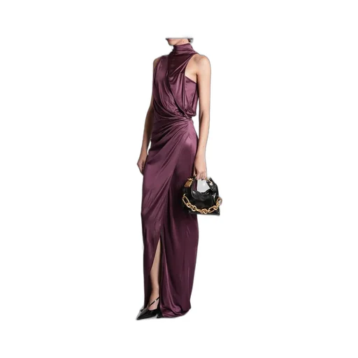 Draped Satin Long Dress