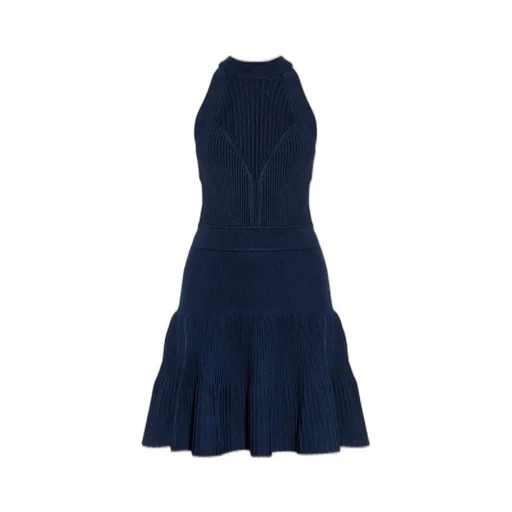 Halter-Neck Sleeveless Ribbed Dress