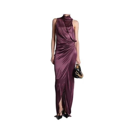 Draped Satin Long Dress