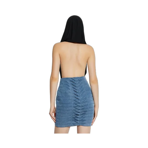 Draped Backless Hood Bodysuit