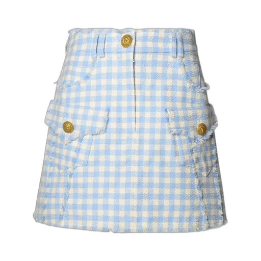 Gingham Tweed A-Line Skirt