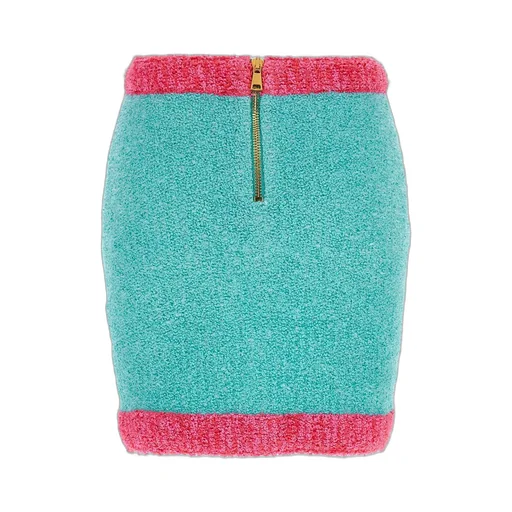 Two-Tone Buttoned Knit Skirt