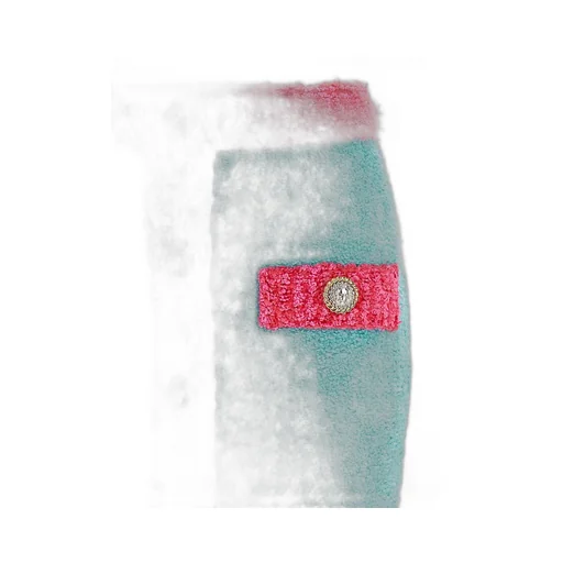Two-Tone Buttoned Knit Skirt