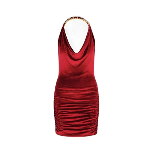 Halterneck Chain Detailed Mini Dress