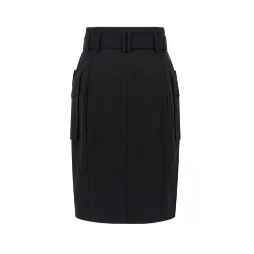 Gabardine Wrap Midi Skirt
