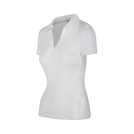 V-Neck Ribbed Polo Top