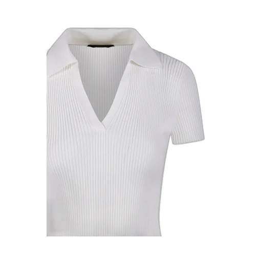 V-Neck Ribbed Polo Top