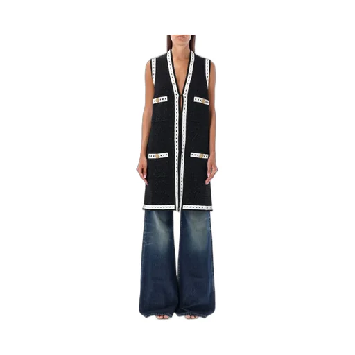 Sleeveless Long Knit Cardigan