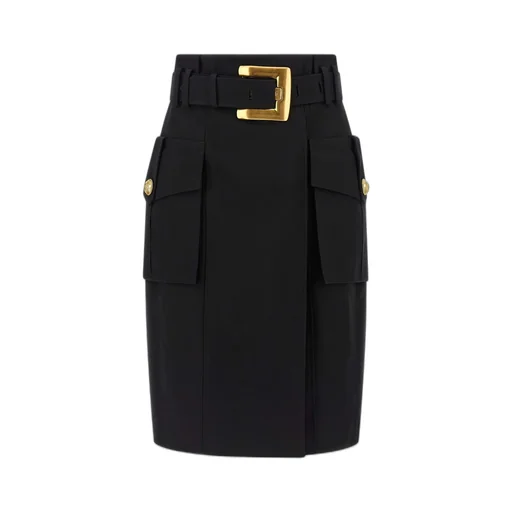 Gabardine Wrap Midi Skirt