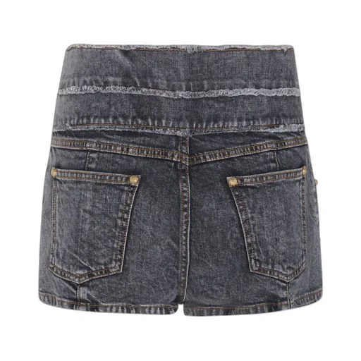 High Waist Faded Denim Mini Shorts