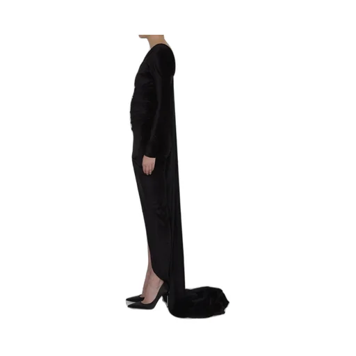 Velvet Asymmetric Draped Dress