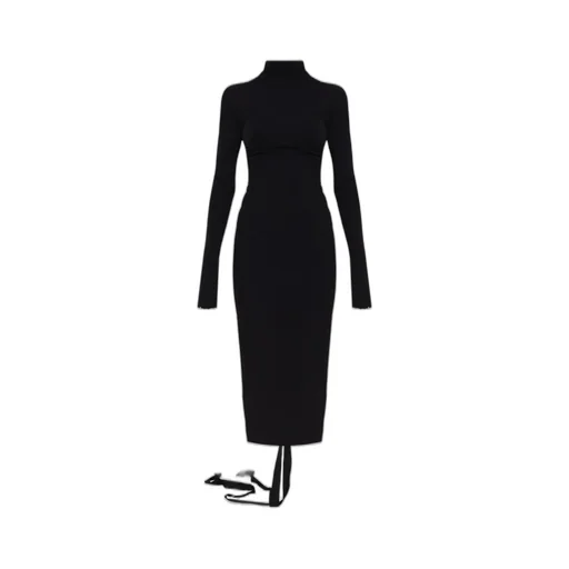 Stand Up Collar Midi Dress