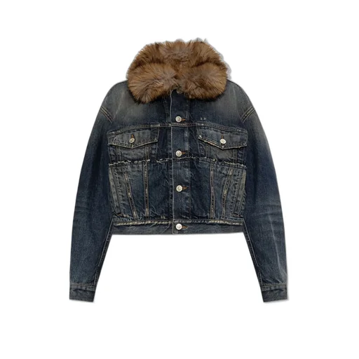 Faux-Fur Collar Denim Jacket