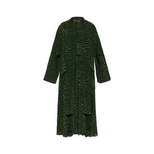 Robe Pleated Double-Sleeved Dress
