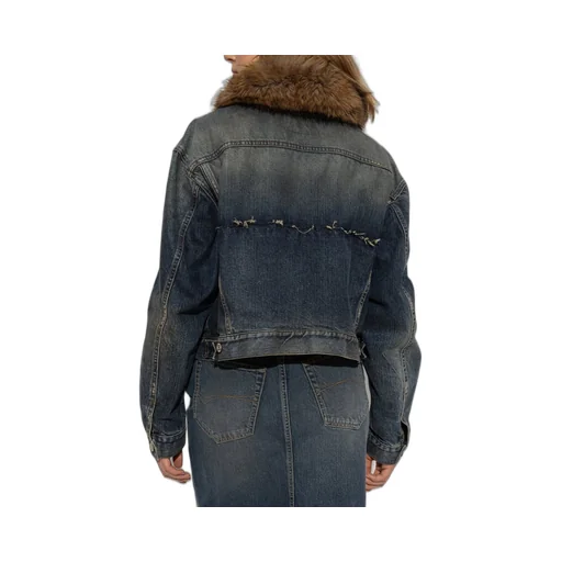 Faux-Fur Collar Denim Jacket