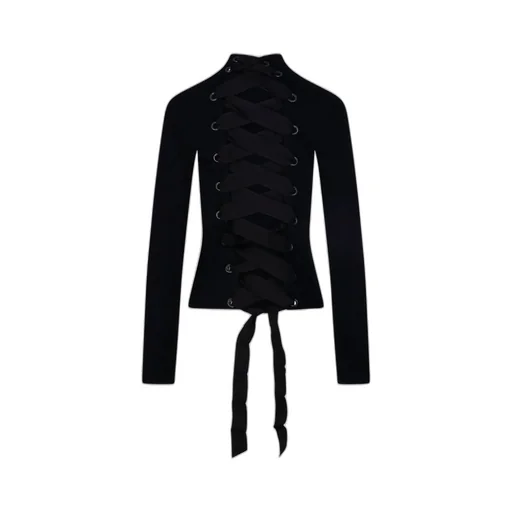 Lace-Up Fitted Turtleneck Jumper
