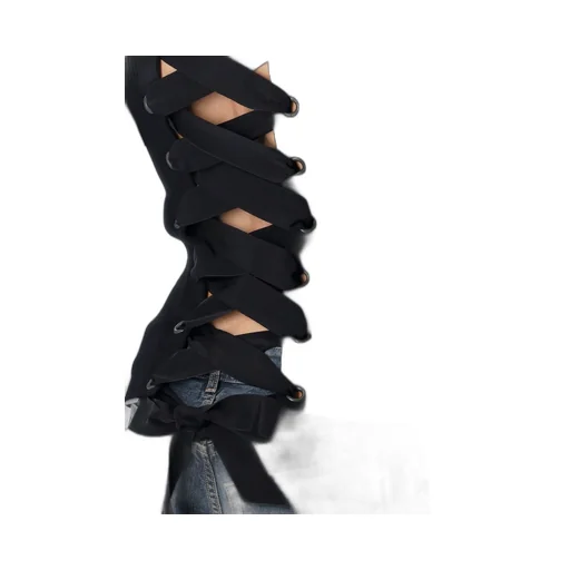Lace-Up Fitted Turtleneck Jumper