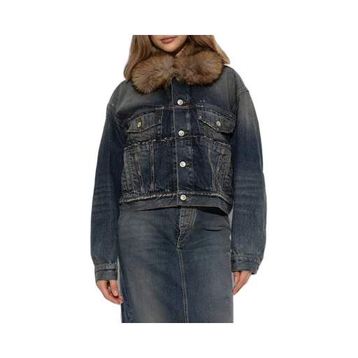 Faux-Fur Collar Denim Jacket