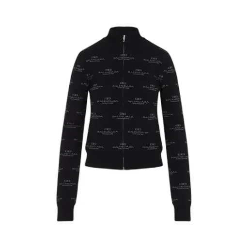 Allover Logo Zipped Knit Cardigan