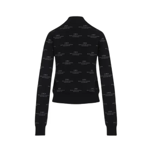 Allover Logo Zipped Knit Cardigan