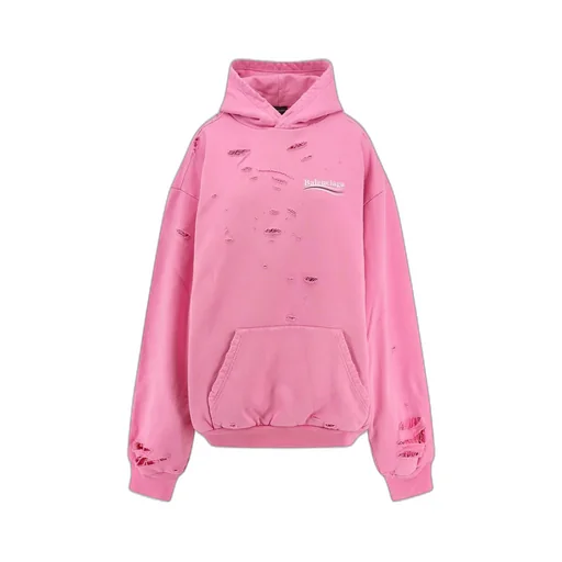 Logo Printed Distressed Hoodie