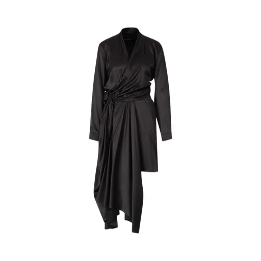 Draped Asymmetric Midi Dress