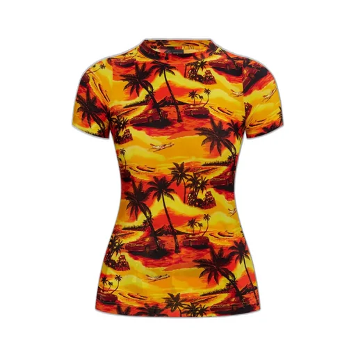 Graphic Printed Mock-Neck T-Shirt