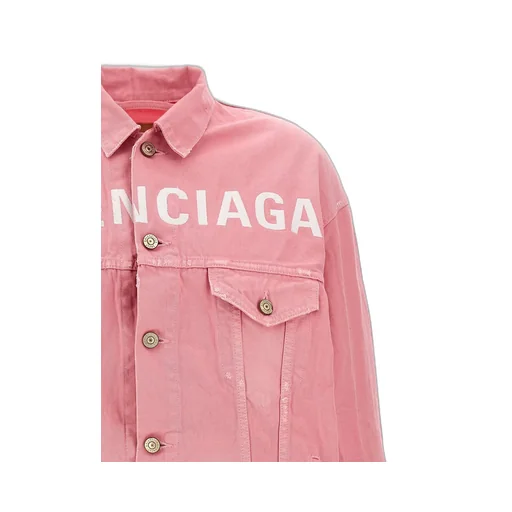 Logo Printed Distressed Denim Jacket