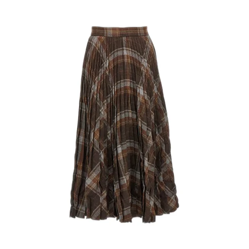 Checked Creased Pleated Skirt