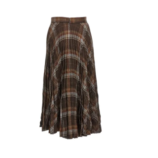 Checked Creased Pleated Skirt