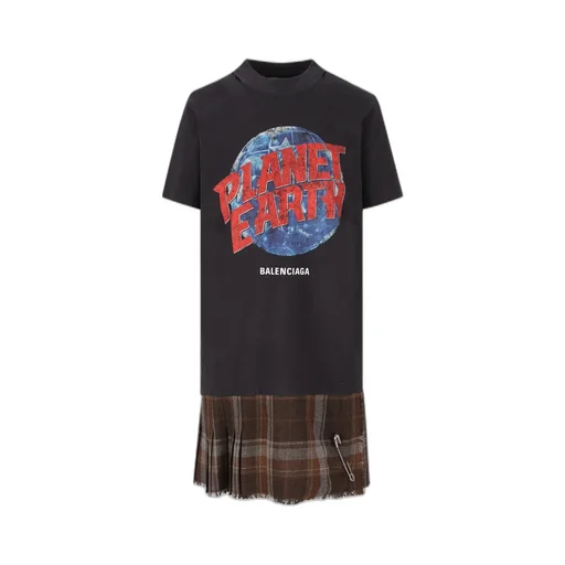 Planet Earth Layered Destroyed T-Shirt Dress