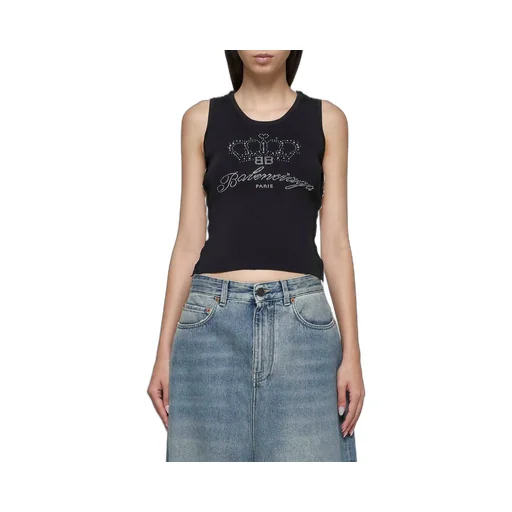 Logo Rhinestone Embellished Tank Top