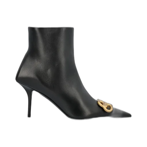 Logo Plaque Pointed-Toe Ankle Boots