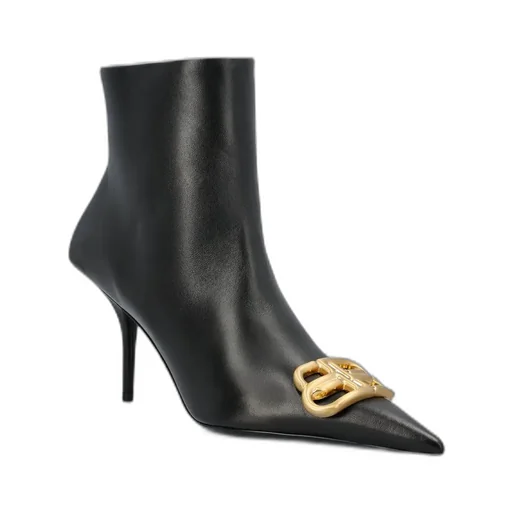 Logo Plaque Pointed-Toe Ankle Boots